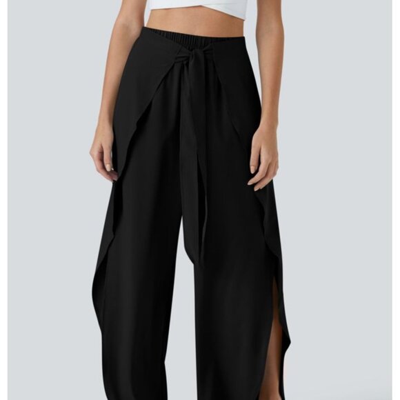 Halara Breezeful High Waisted Tie Front Palazzo Flowy Casual Pants Sz Medium Wom - Picture 13 of 16